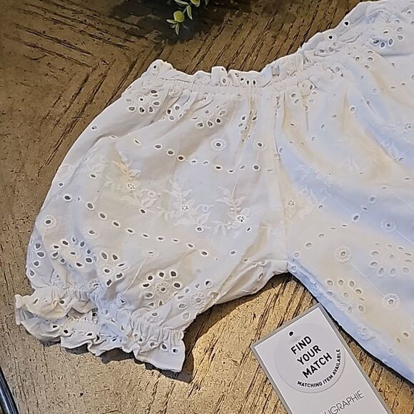 White crop top off shoulder size S NWT Calligraphie 100% cotton - Picture 5 of 9